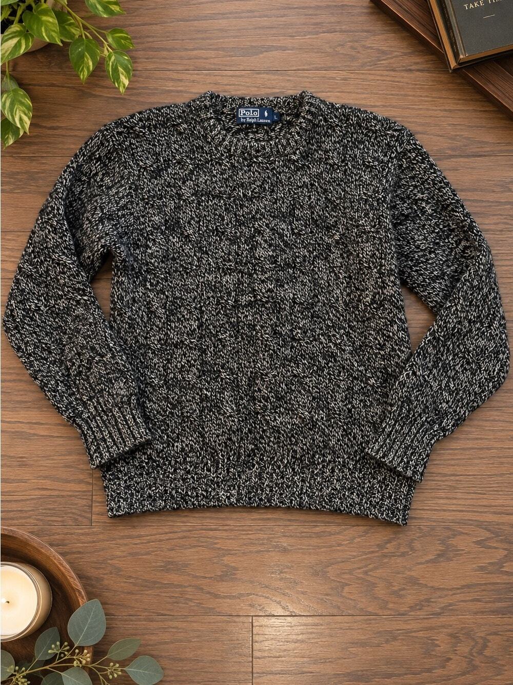 Vintage Polo Ralph Lauren Wool Silk Linen Chunky Knit Sweater Size Large